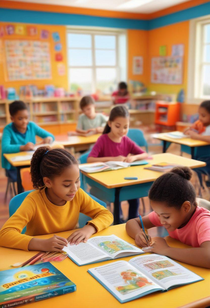 An enchanting classroom scene with diverse children engaged in various learning activities, guided by attentive parents who are interacting with them. Showcase a vibrant mix of educational tools like books, art supplies, and technology, symbolizing a collaborative learning environment. Include bright and warm colors to evoke a sense of positivity and support. super-realistic. vibrant colors. warm background.